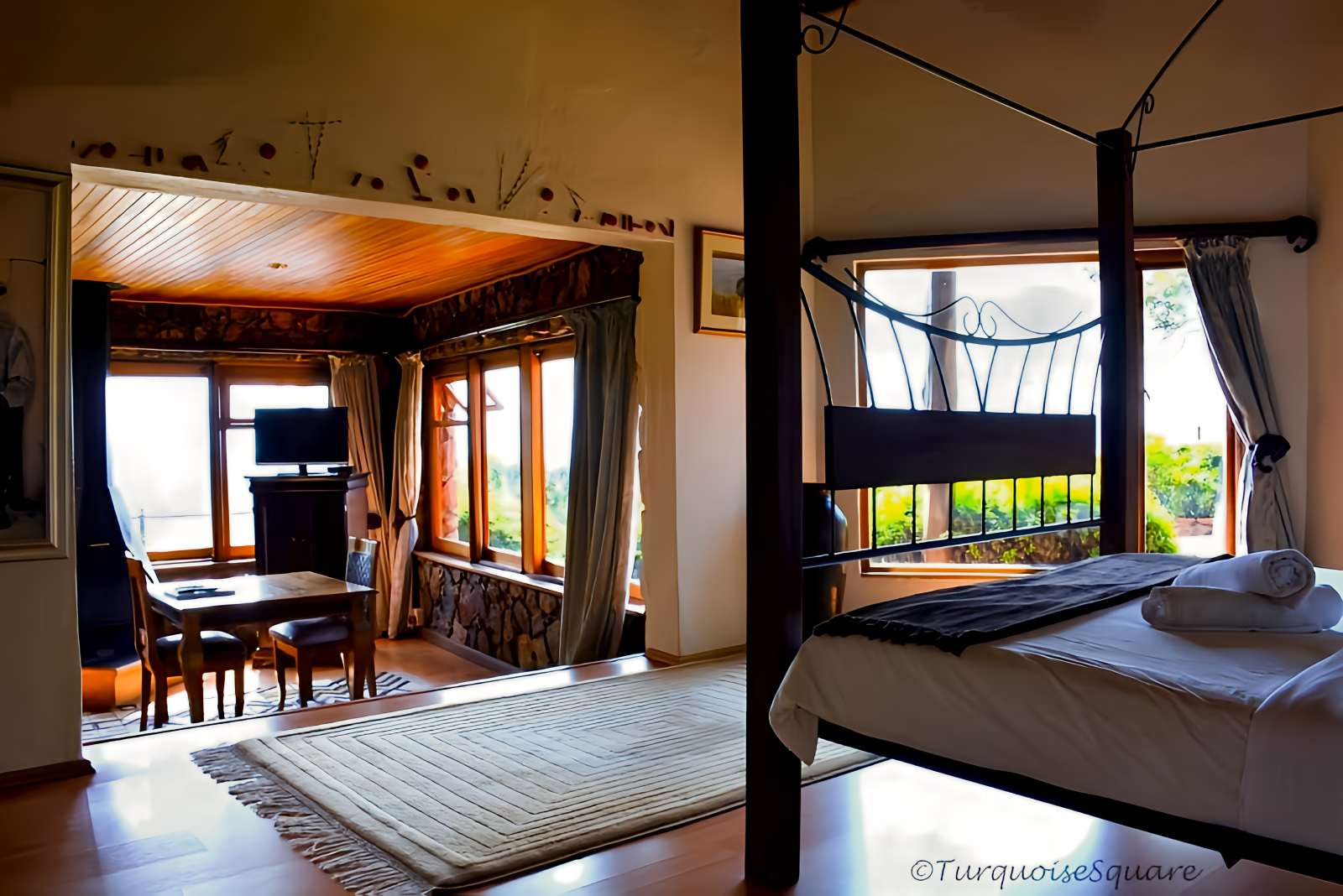 Open bedroom layout in The Montagne Suite at La Montagne