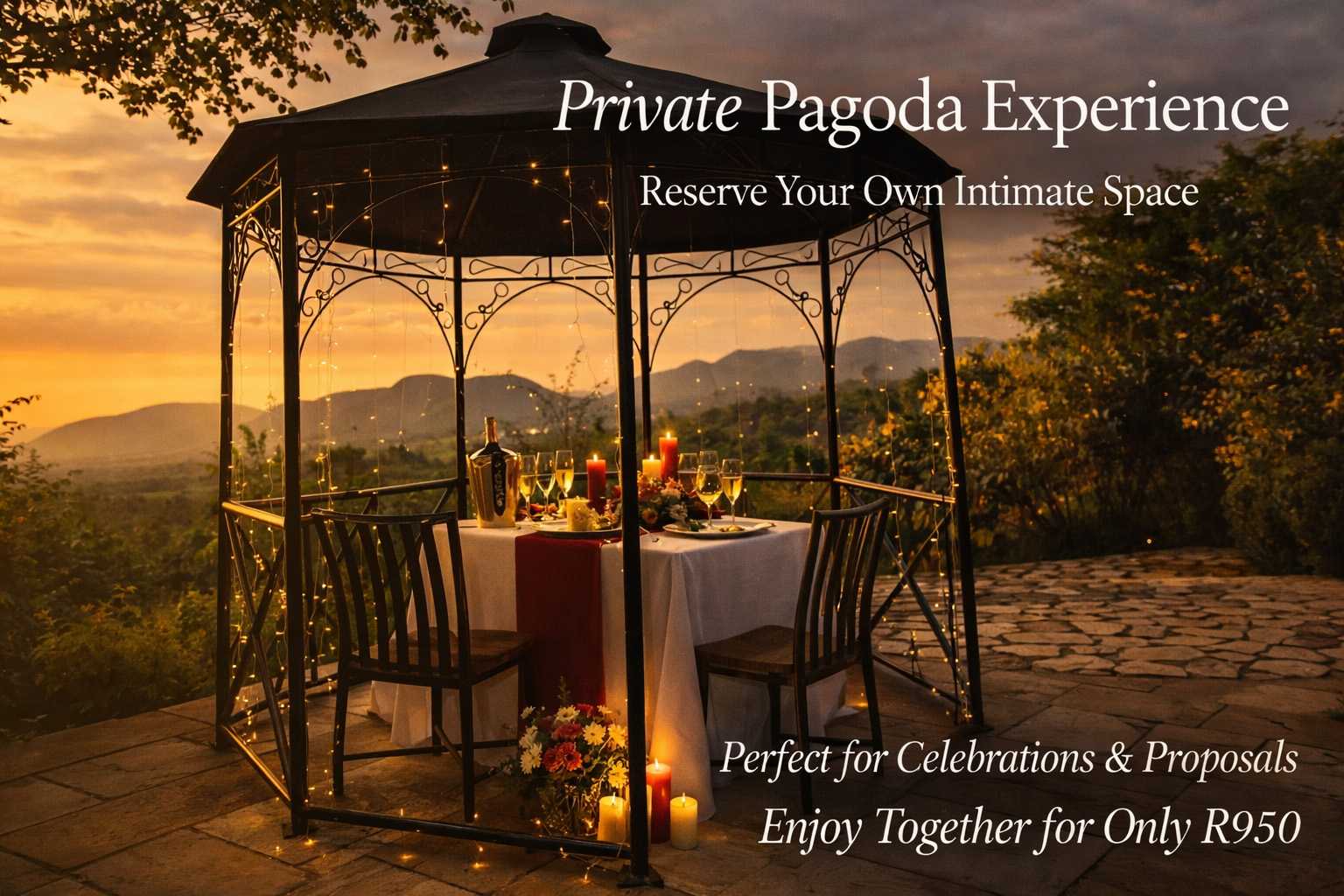 Private romantic pagoda experience in Hartbeespoort