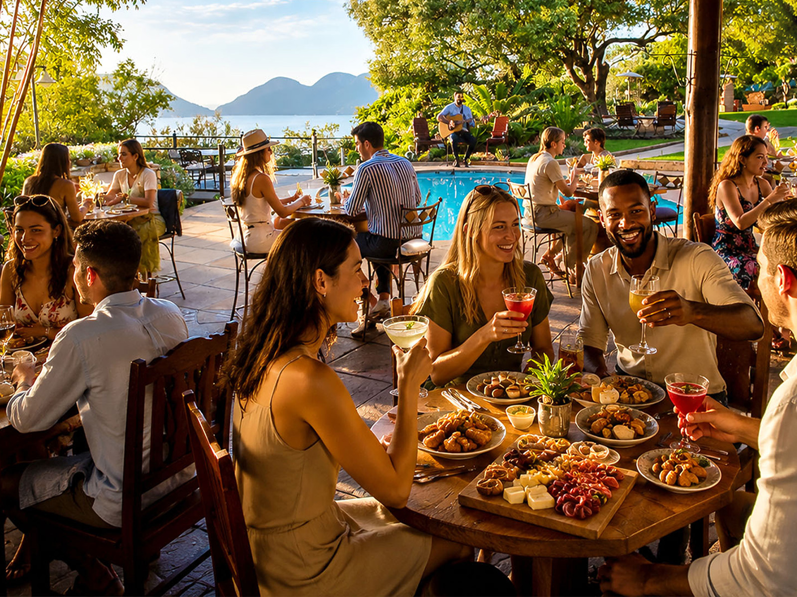 Restaurant in Hartbeespoort at The Social Bite with cocktails and social dining at La Montagne Guest Lodge