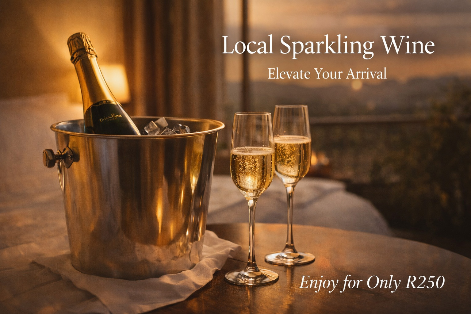 Sparkling wine romantic package add-on in Hartbeespoort at La Montagne Guest Lodge