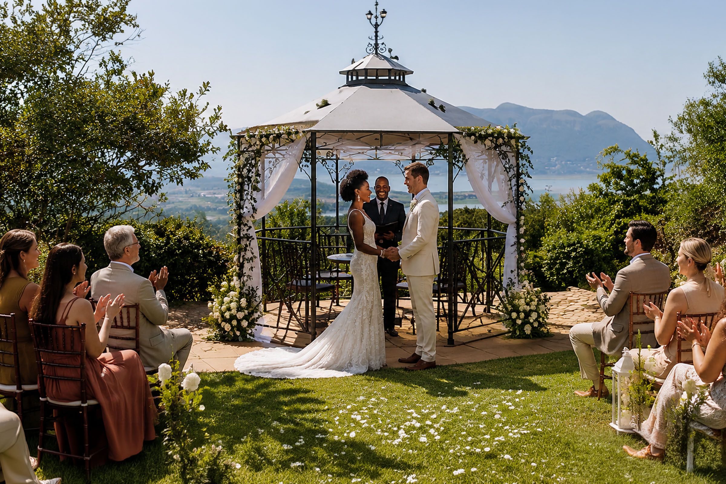 Wedding venue in Hartbeespoort with mountain and dam views at La Montagne Guest Lodge